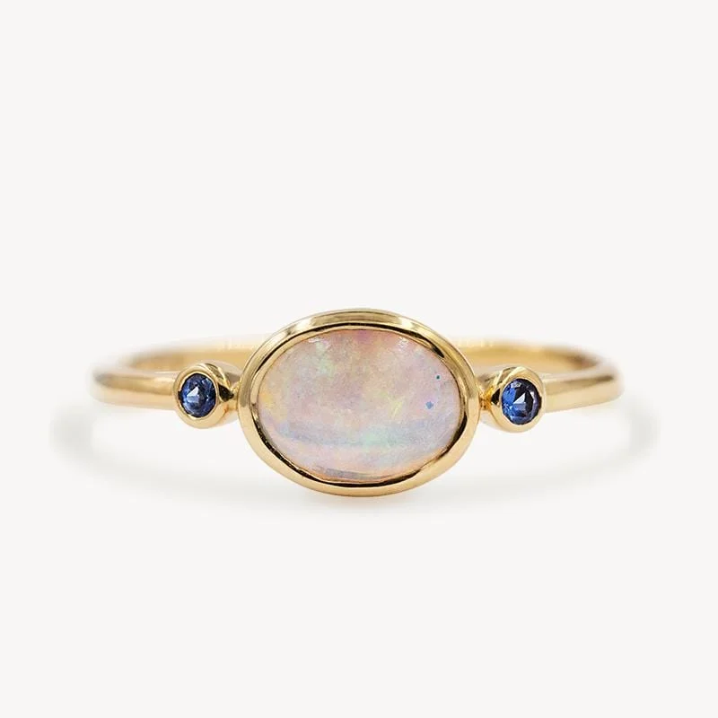 Moonbeam Opal Sapphire Ring