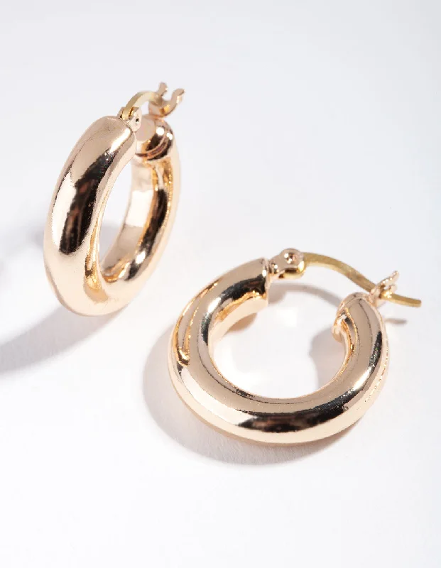 Fluid art earrings-Gold Simple Circle Hoop Earrings