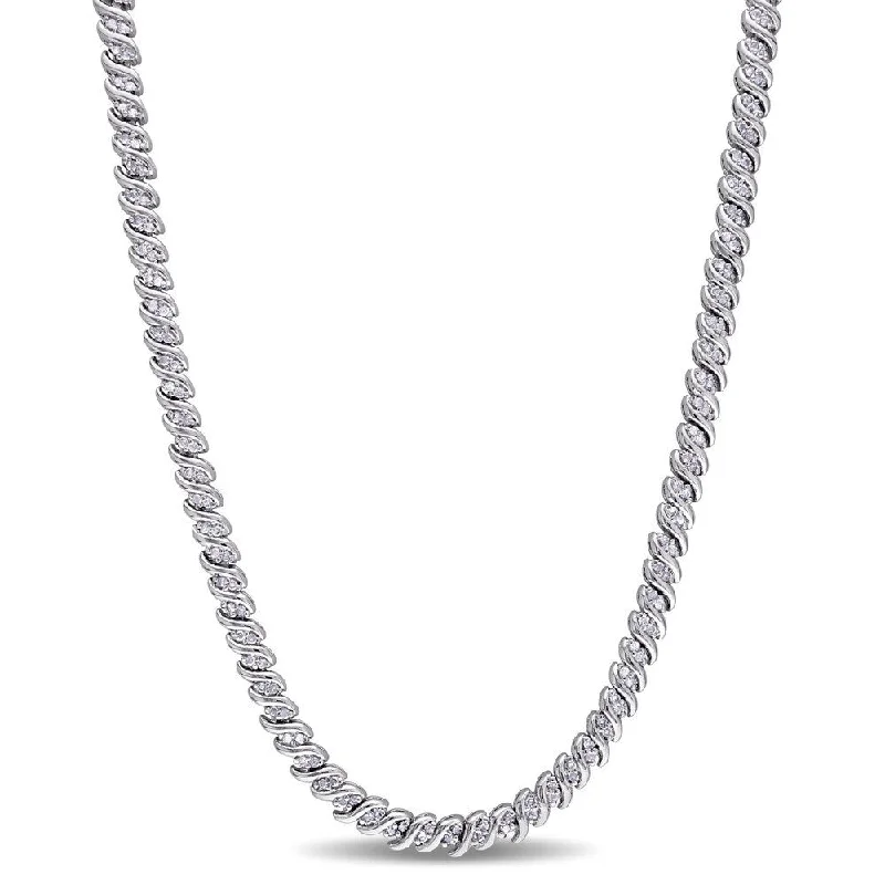 Polished name necklaces-Miadora Sterling Silver 1ct TDW Diamond Braided Necklace