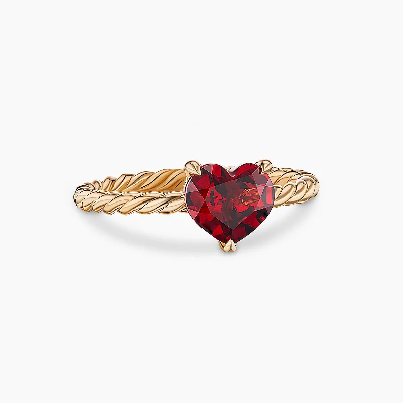 Vivid druzy engagement rings-Châtelaine Heart Ring in Garnet