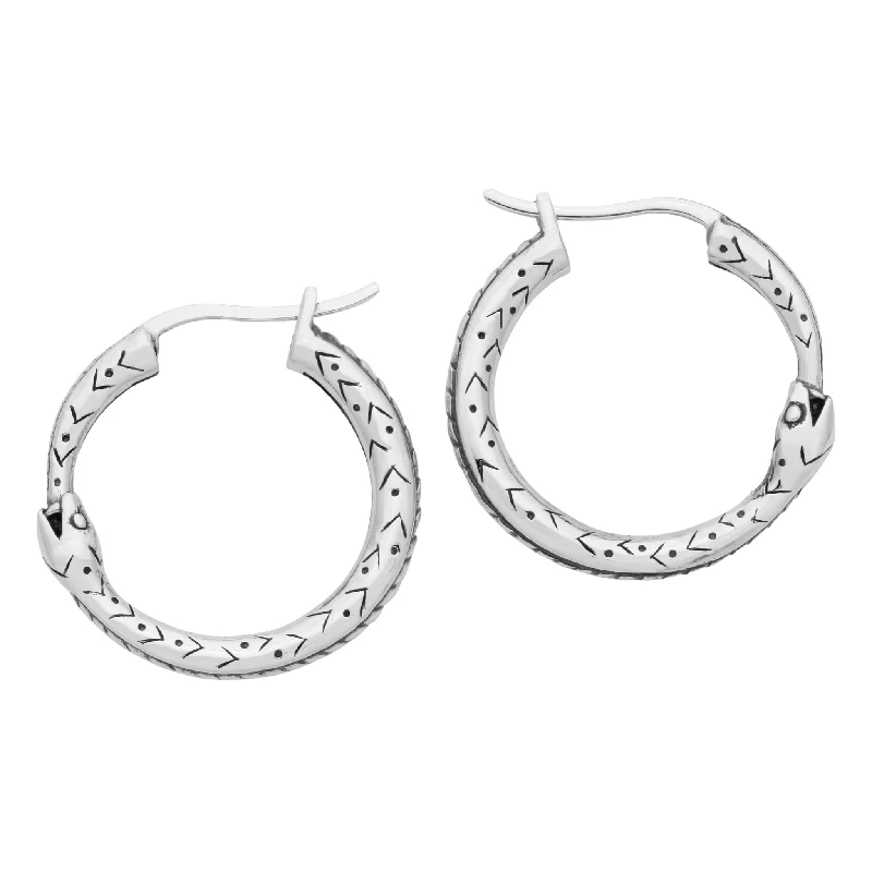 Baroque pearl earrings-SERPENTINE - Sterling Silver Hoops