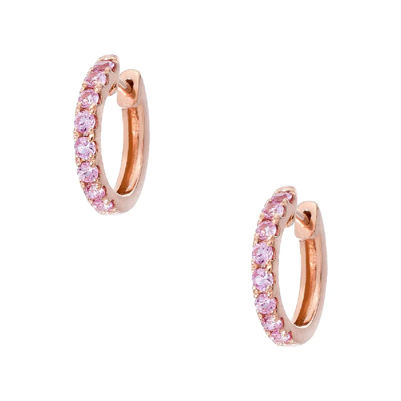 Half moon earrings-Lillian Rose Gold Pink Sapphire 2mm