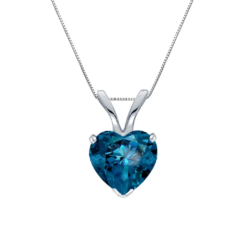 Polished name necklaces-Auriya 1.05ctw Heart Shape Blue Diamond Solitaire Necklace 14k Gold (SI2-SI3)