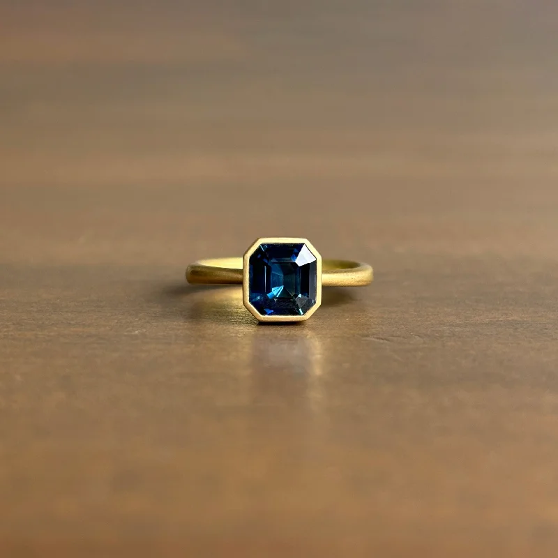 Emerald Cut Blue Sapphire Ring