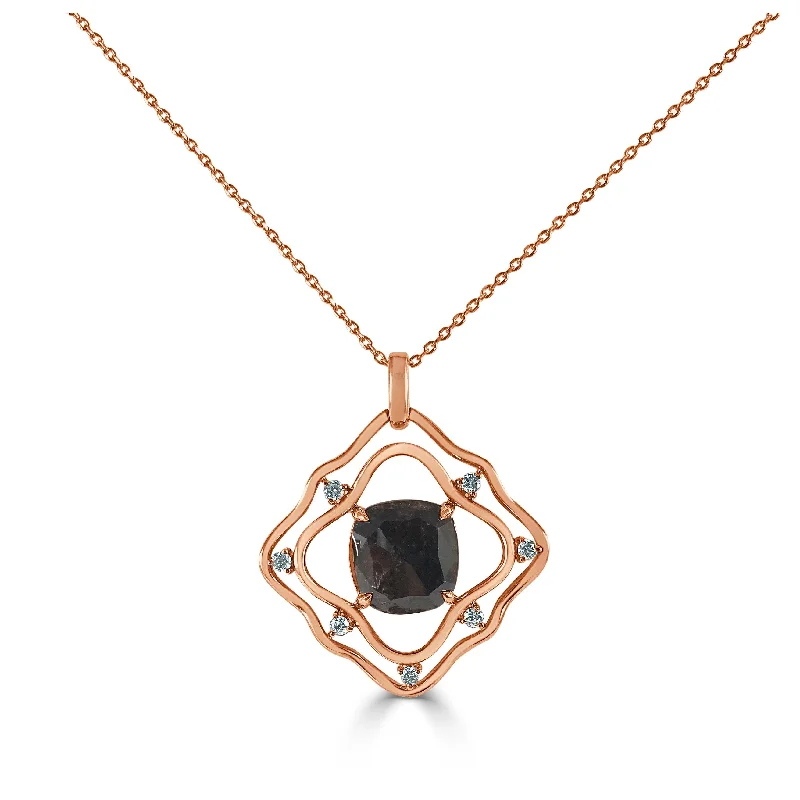 Wide bib necklaces-Joelle Rough Diamond & White Diamond Necklace 14K Rose Gold 4.44ctw on a 18-inch Chain