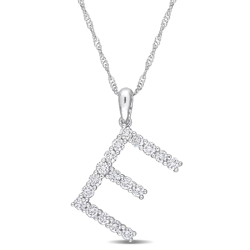 Flat knot necklaces-Miadora 1ct TDW Diamond 'E' Initial Necklace in 10k White Gold