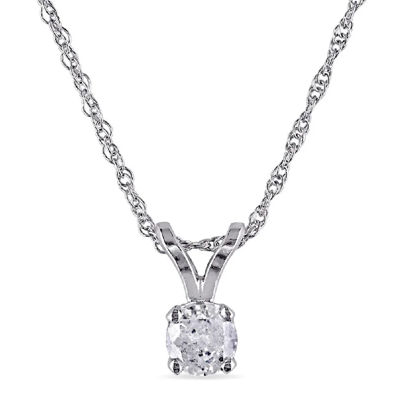 Bold cross necklaces-Miadora 10k White gold 1/6ct TDW Diamond Solitaire Necklace