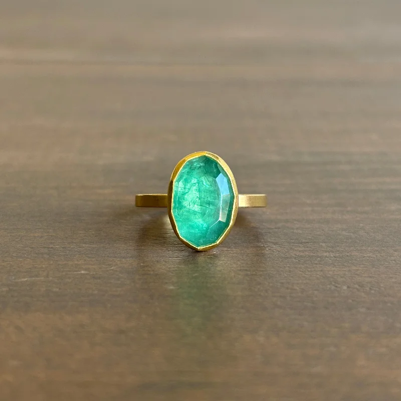 Rose Cut Emerald Oval Ring