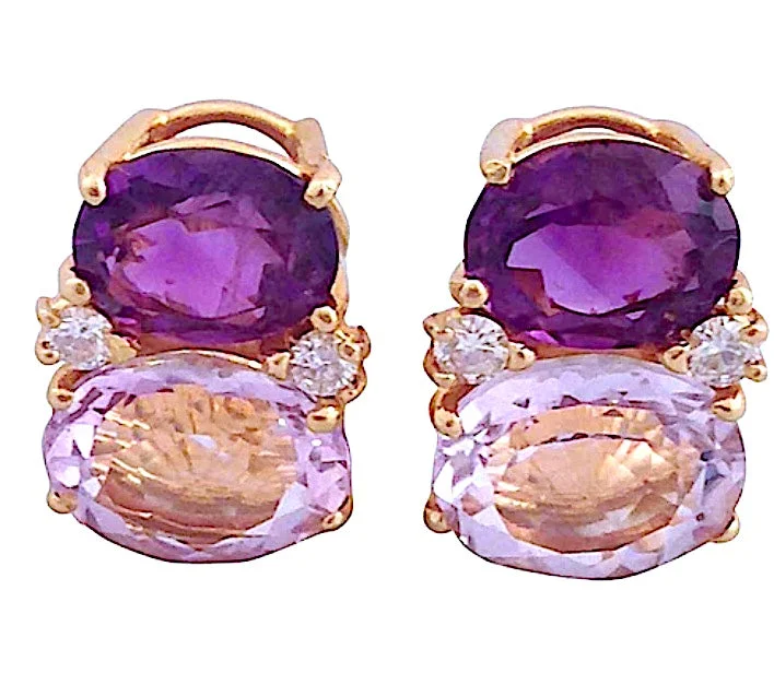 Tiny dot earrings-Medium GUM DROP™ Earrings with Amethyst and Pale Amethyst and Diamonds