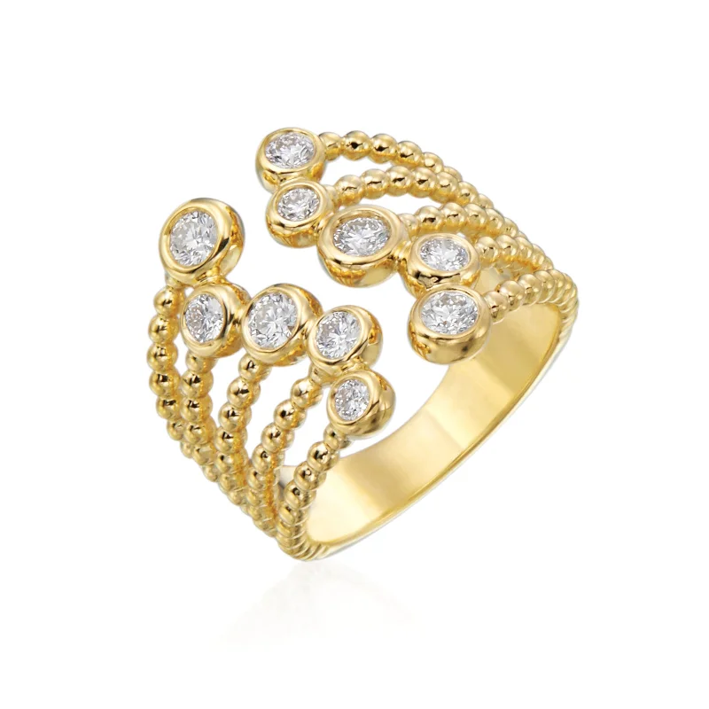 Elegant diamond engagement rings-Nutmeg Cuff Ring with Diamonds