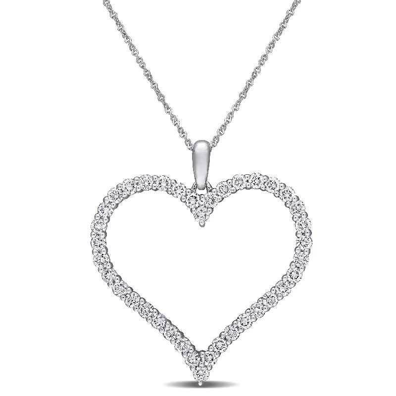 Woven tribal necklaces-Eternally Yours 1 1/4ct TW Lab Grown Diamond Open Heart Necklace in 14k White Gold