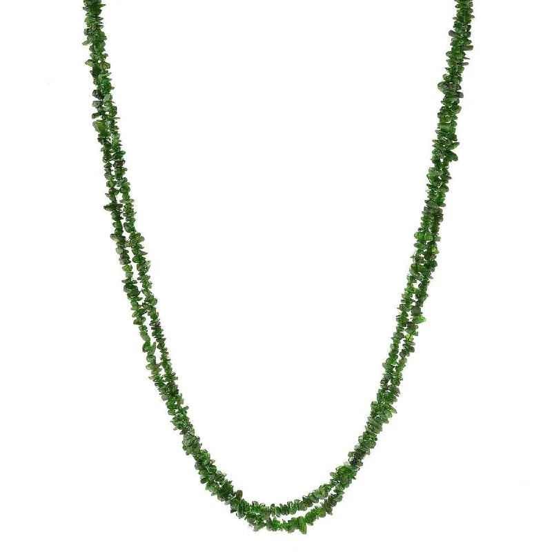 Stretch cord necklaces-Sterling Silver 80" Chrome Diopside Endless Beaded Necklace