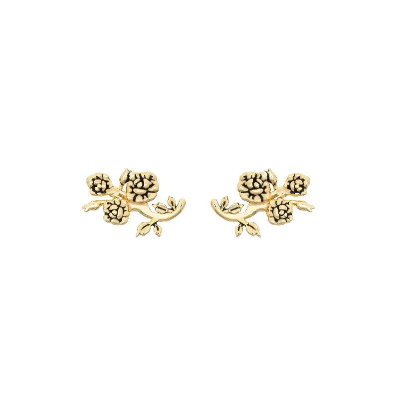 Wide hoop earrings-Rose Studs