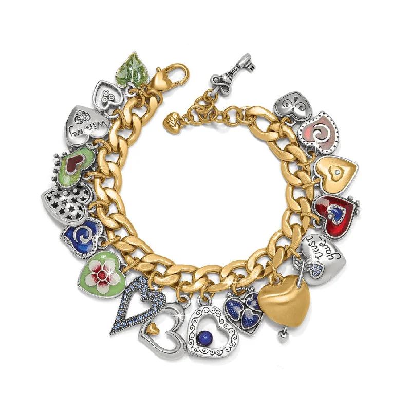 Light wood bangles-One Heart Color Charm Bracelet