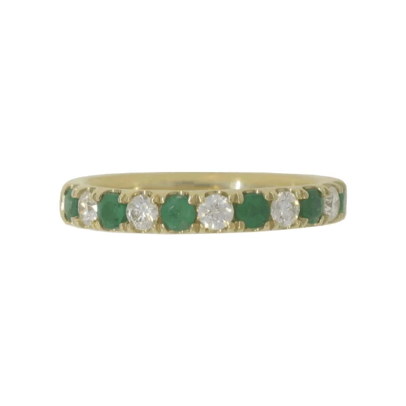 Java tile engagement rings-Emerald & Diamond Comfort Fit Band