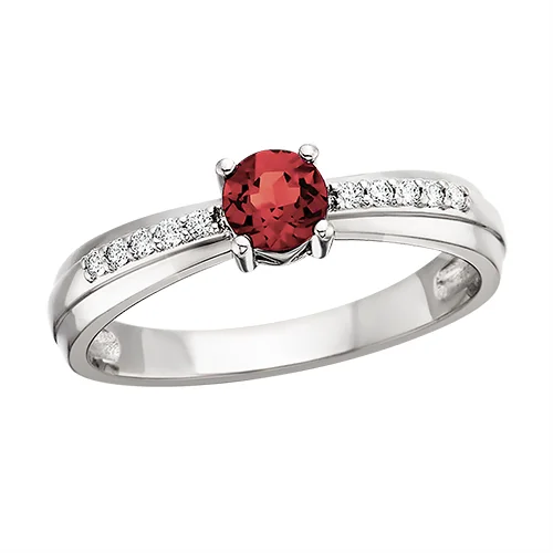 Multi-stone engagement rings-10 Karat Garnet Birthstone Ring