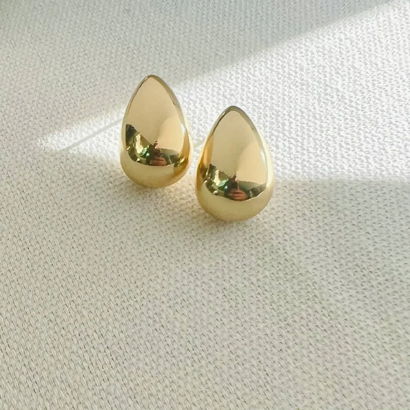 Onyx stone earrings-Dome Studs Earrings Gold Filled