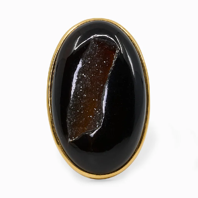 Onyx Druzy Ring