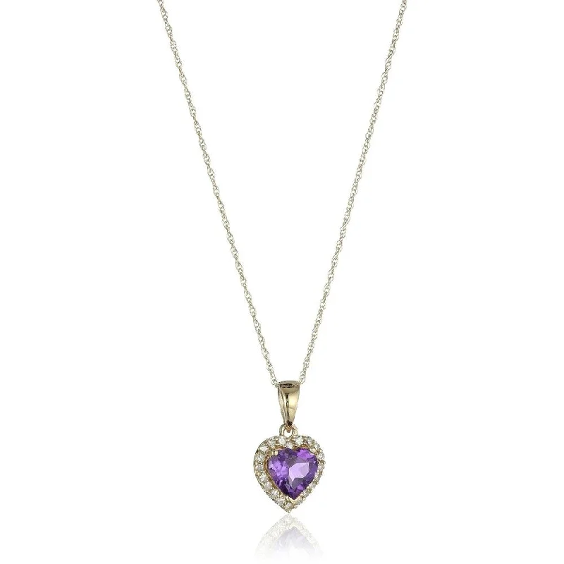 Half moon necklaces-10k Yellow Gold Amethyst & Diamond Pendant Necklace