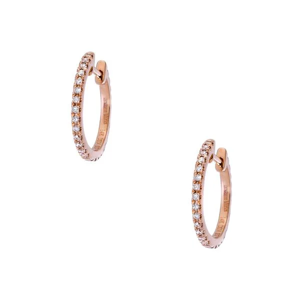 Layered drop earrings-Lillian Rose Gold White Diamond 1mm