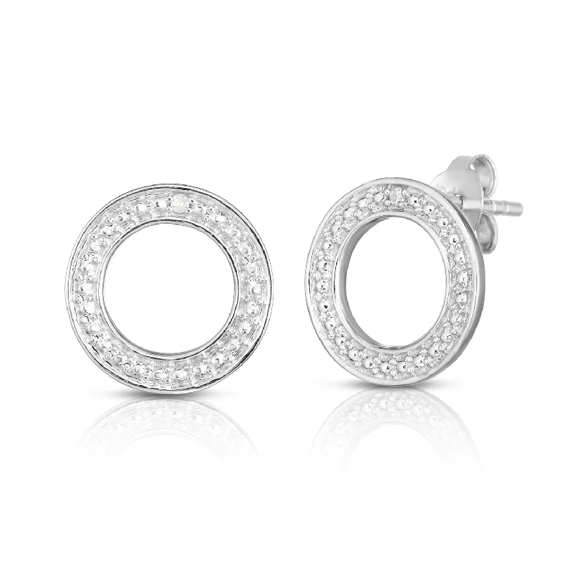 Tiny star earrings-Circle Diamond Earrings