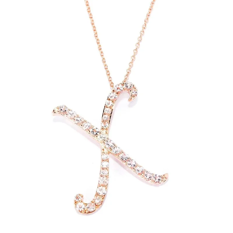 Radiant pearl necklaces-18k Rose Gold over Sterling Silver Round Morganite Initial X Necklace