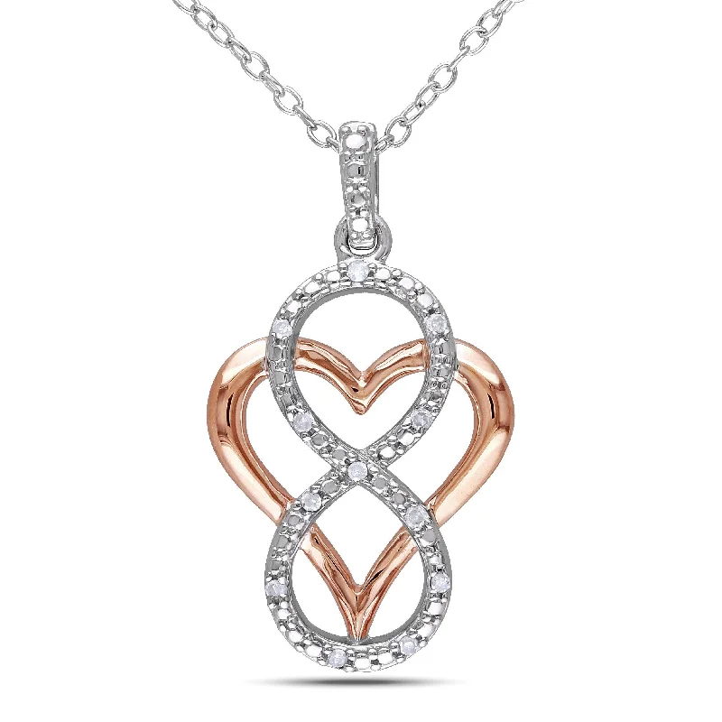 Elegant design necklaces-Miadora Two-tone Silver Diamond Heart Infinity Necklace