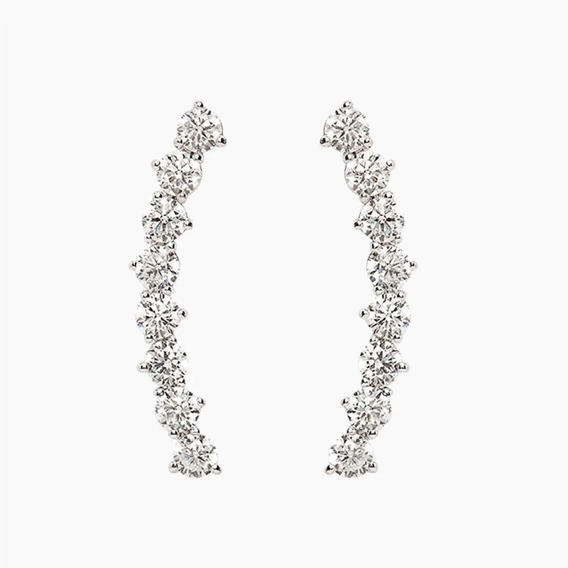 Light drop earrings-S925 CZ Climber Earrings For Women