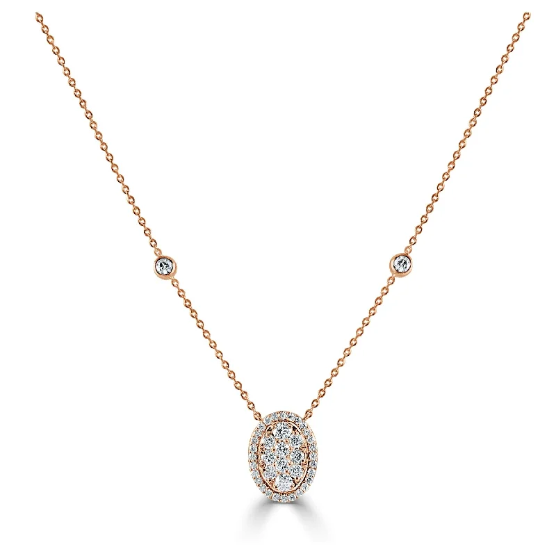 Half moon necklaces-Joelle Diamond Oval 14K Rose Gold Necklace 1/2ct TDW