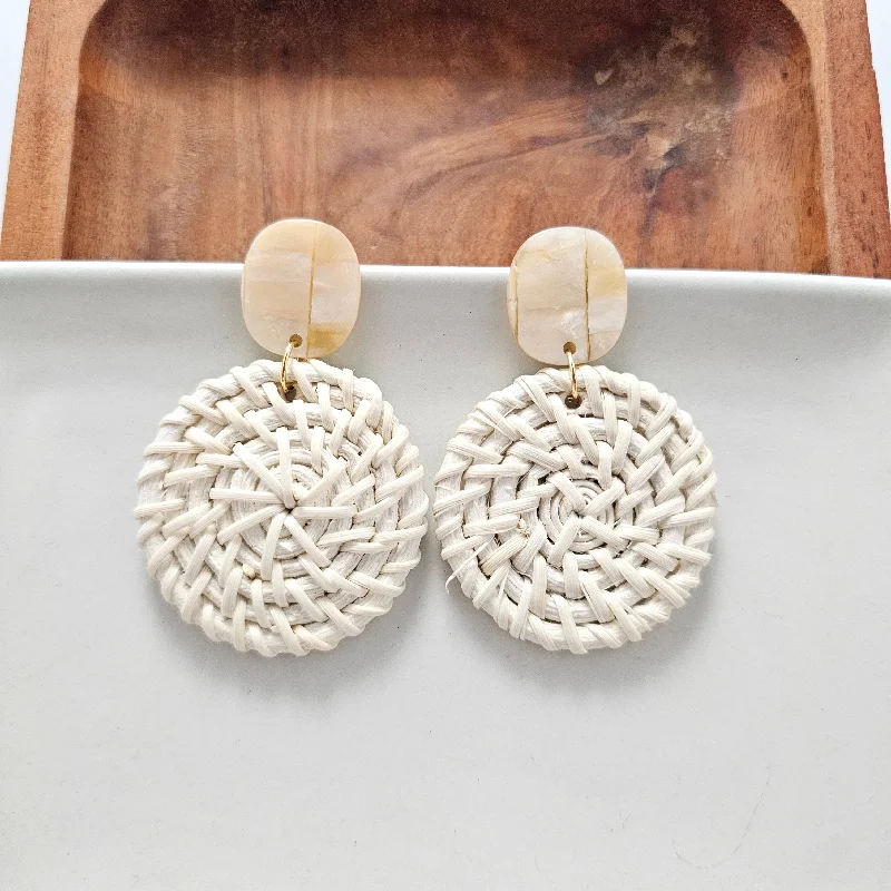 Surf theme earrings-Dominica Earrings - Light Rattan