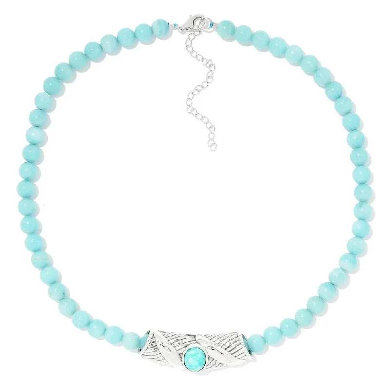 Cotton braid necklaces-Sterling Silver Oval Amazonite Slide Pendant & 18" Bead Necklace