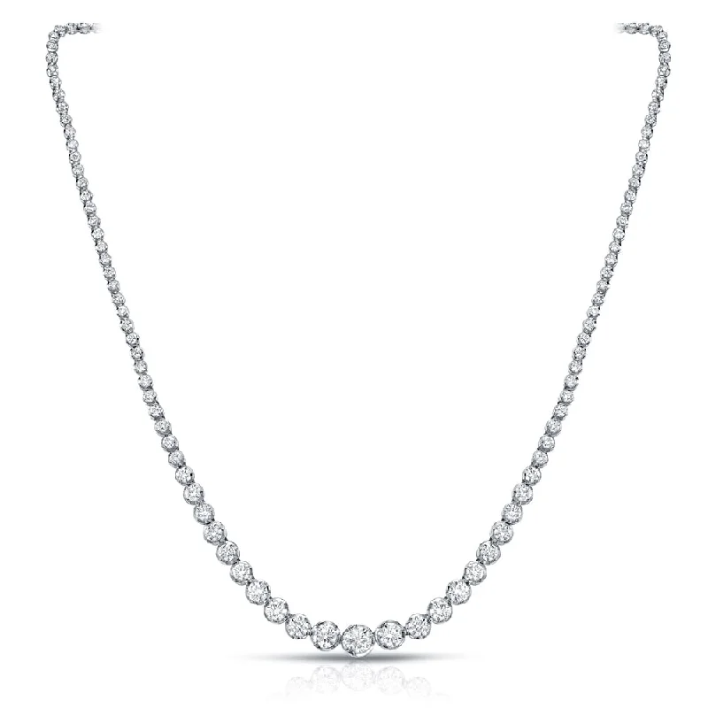 Silk cord necklaces-Auriya 13 carat TDW Graduating Diamond Riviera Tennis Necklace 18k White Gold (H-I, VS1-VS2)