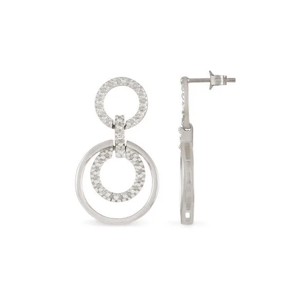 Rough texture earrings-Circle 'n Circle Diamond Earrings