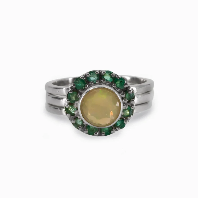 Precious Opal & Emerald Ring