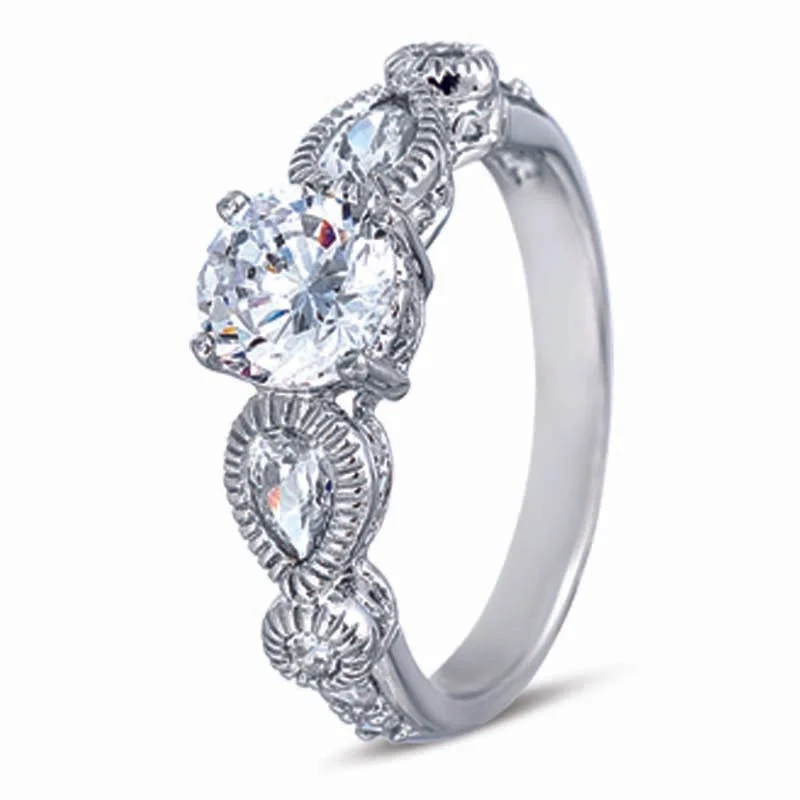 Open frame engagement rings-STERLING SILVER RING WITH CZ STONES