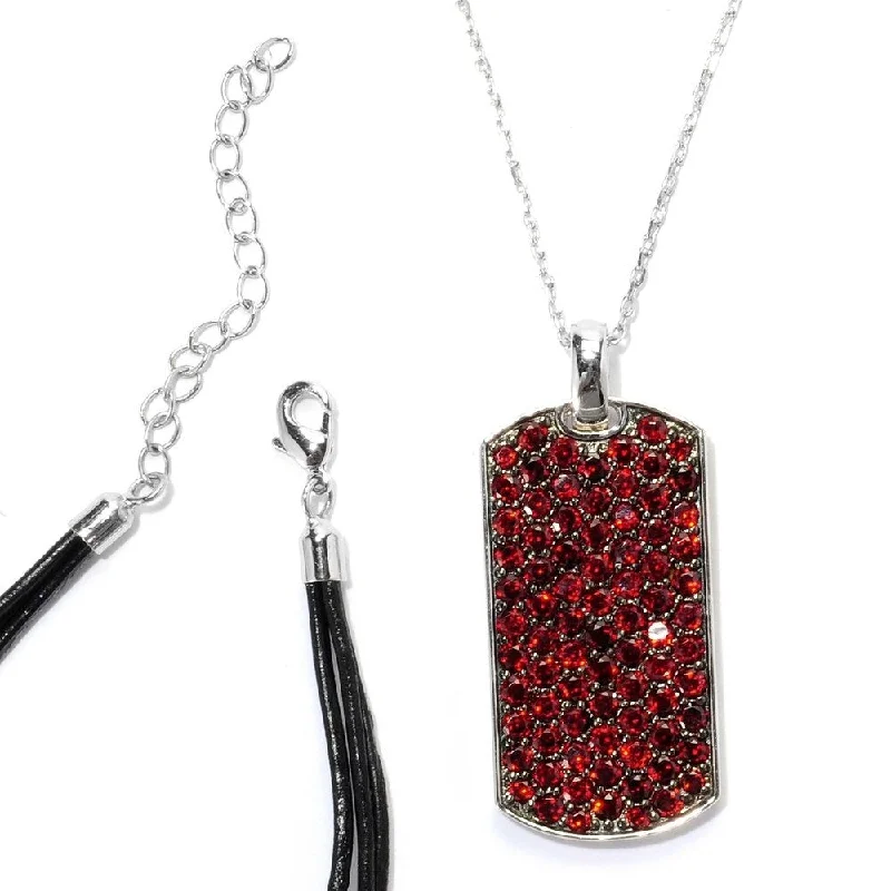 Bead braid necklaces-Sterling Silver Pave Red Garnet Necklace with Chain and Cord