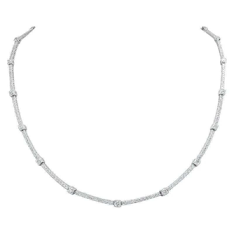 Multi-layer necklaces-Joelle Diamond Station Necklace 18k White Gold 17-inch Inches 4 ct TDW