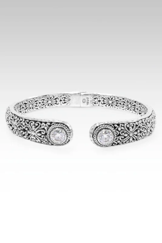 Vivid druzy bangles-Held Up in Grace Tip-to-Tip Bracelet™ in Moissanite