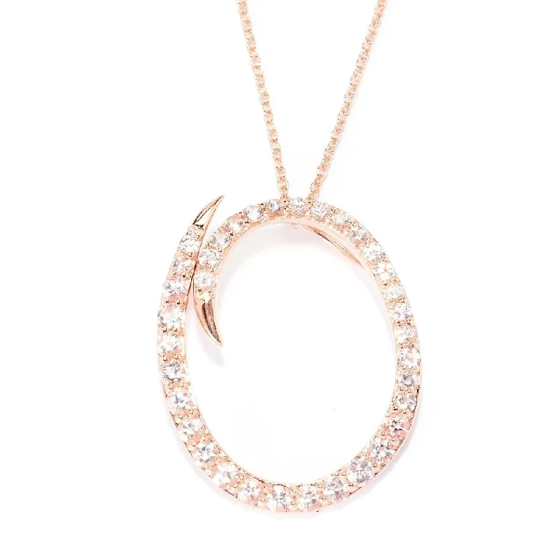 Alloy metal necklaces-18k Rose Gold over Sterling Silver Round Morganite Initial O Necklace