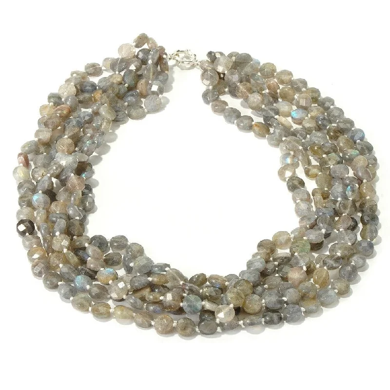 Fine bead necklaces-Sterling Silver 775.00ctw Labradorite Necklace 21.50"L