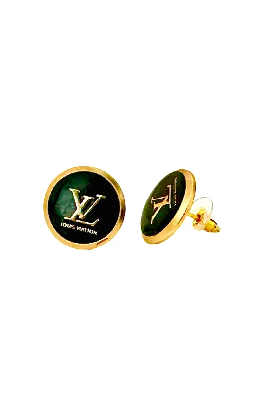 Java tile earrings-LV Classy Black Button Earrings