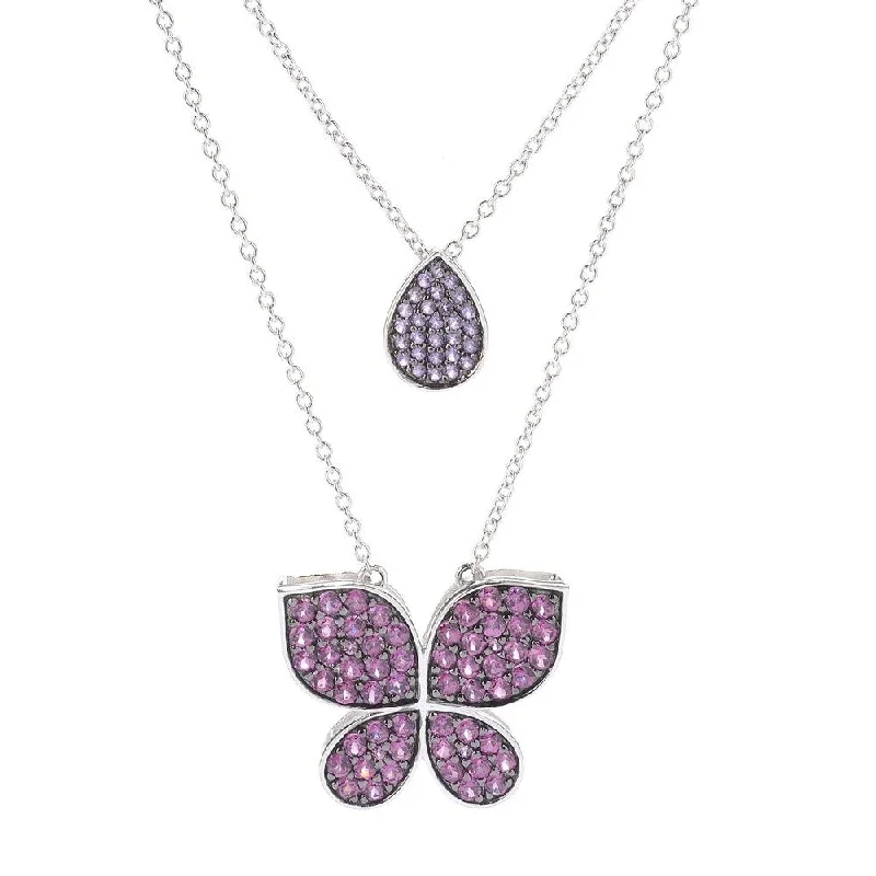 Tarnished silver necklaces-Sterling Silver 18' Gemstone 'Butterfly Kisses' Necklace