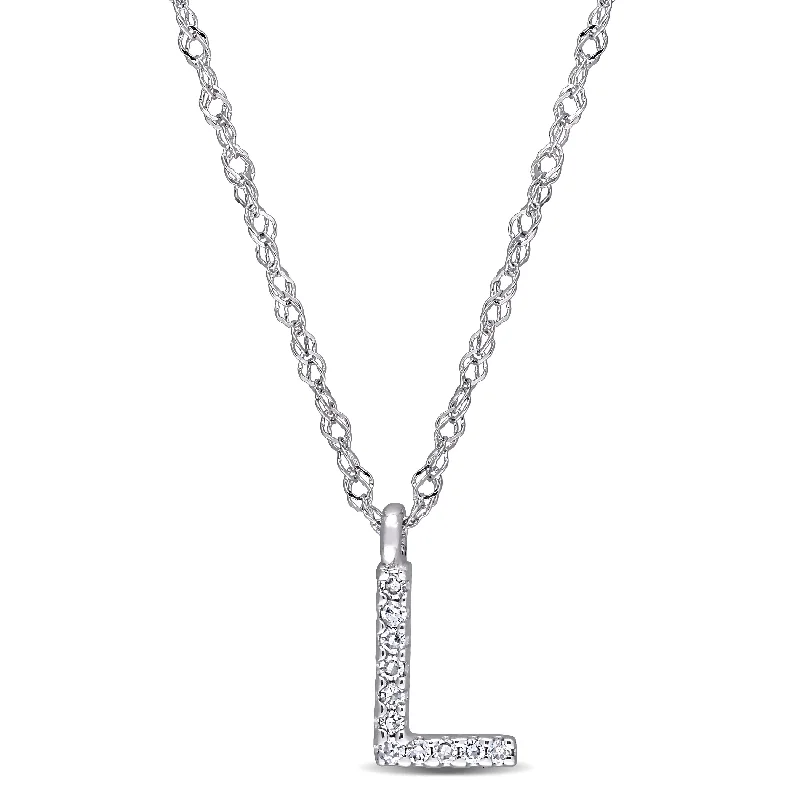 Retro locket necklaces-Miadora 14k White Gold Diamond Accent L Initial Necklace