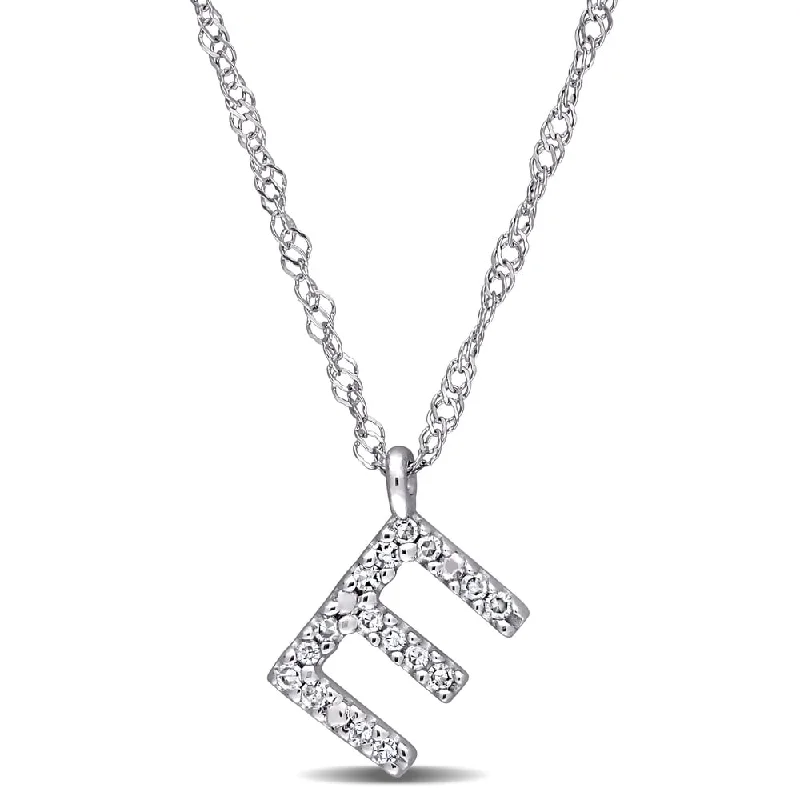 Silk cord necklaces-Miadora 14k White Gold Diamond Accent E Initial Necklace