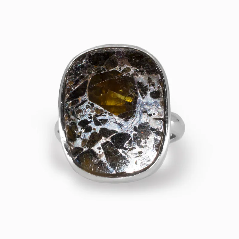 Pallasite Meteorite Ring