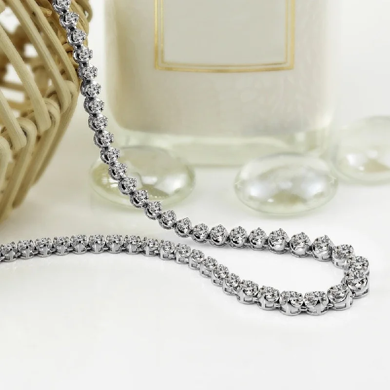 Secure clasp necklaces-Auriya 3 carat TW Round Diamond Tennis Necklace 18k Gold (H-I, I1-I2)