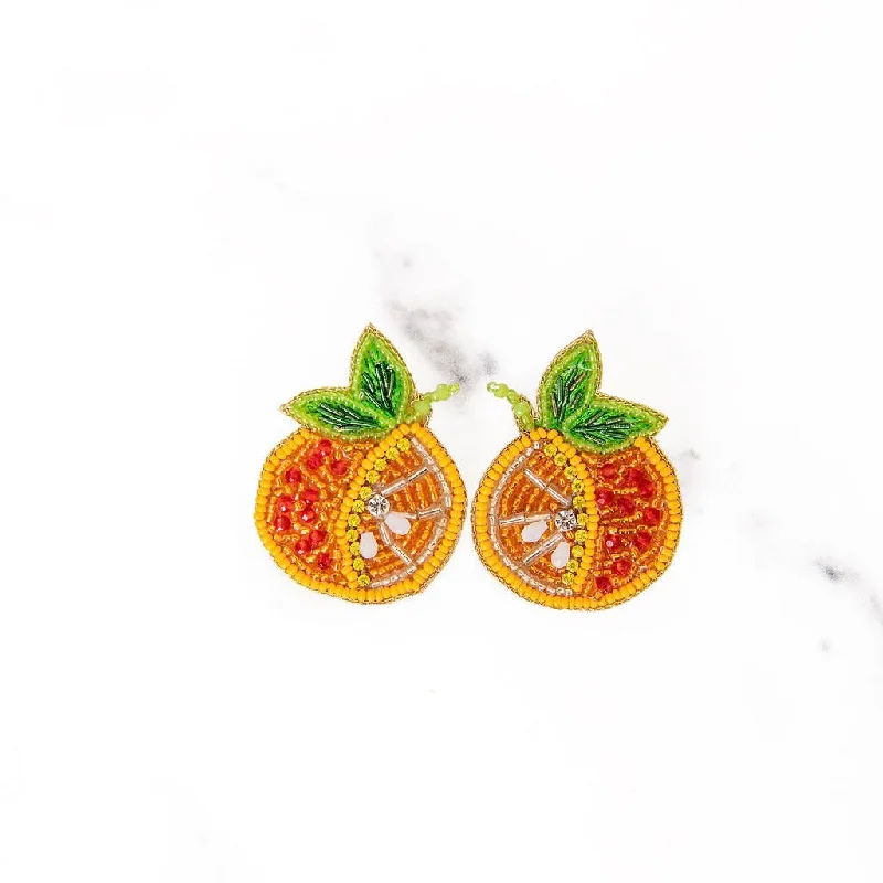 Onyx stone earrings-Tangerine Beaded Earrings