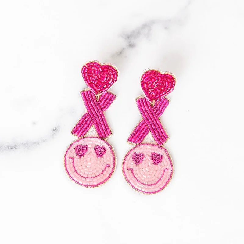 Ruby gem earrings-XO Smiley Beaded Earrings