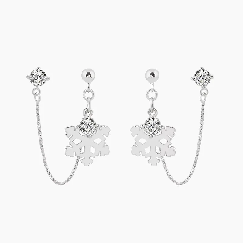 Light wood earrings-925 Sterling Silver Snowflake Earrings