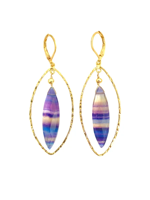 Baroque pearl earrings-Marquis Fluorite Earrings